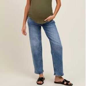 Slim Ankle Barrel Leg Maternity Jeans